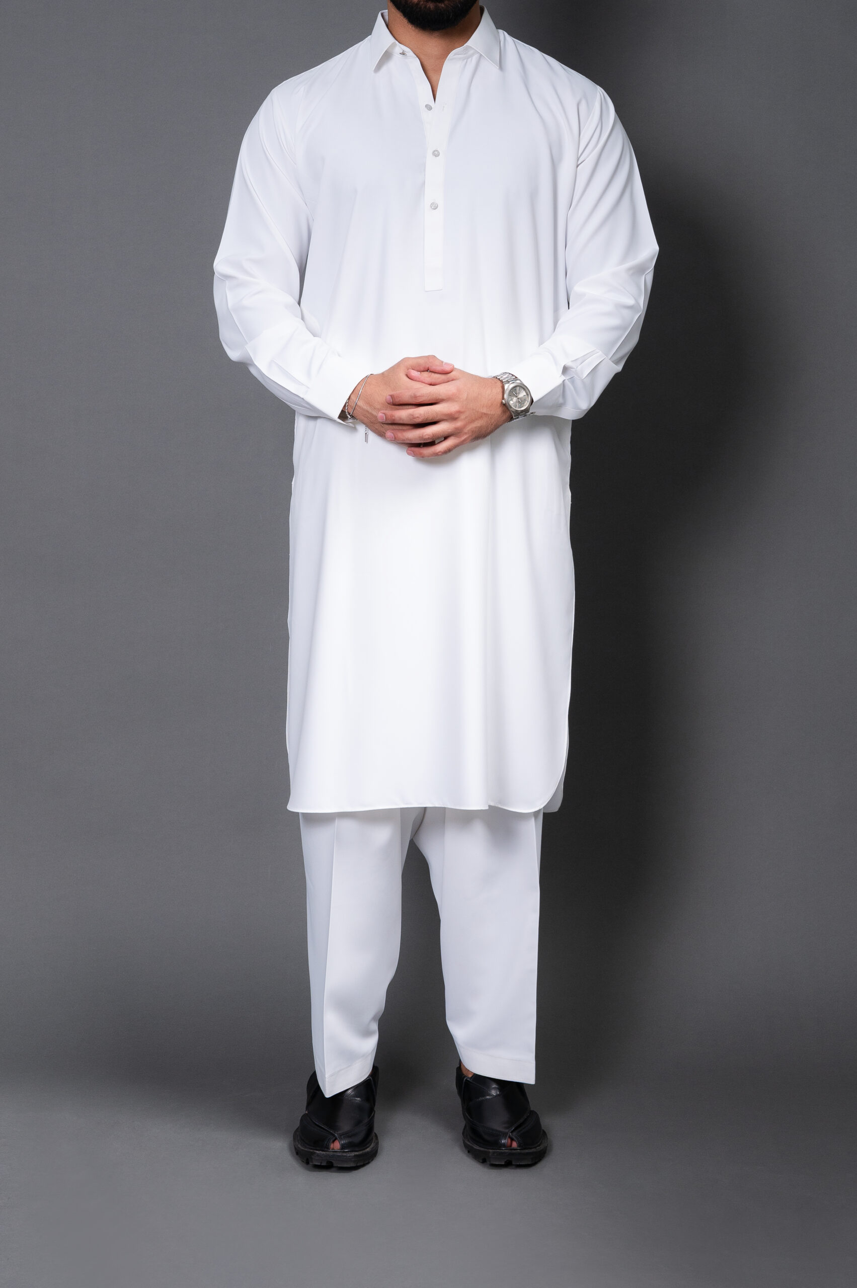 Classic White Blended Kameez Shalwar