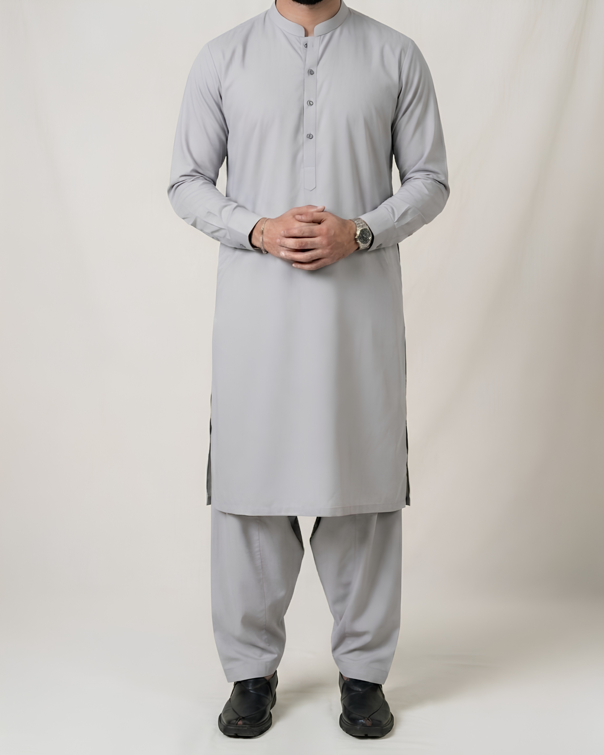 Ash Grey Premium Blended Shalwar Kameez