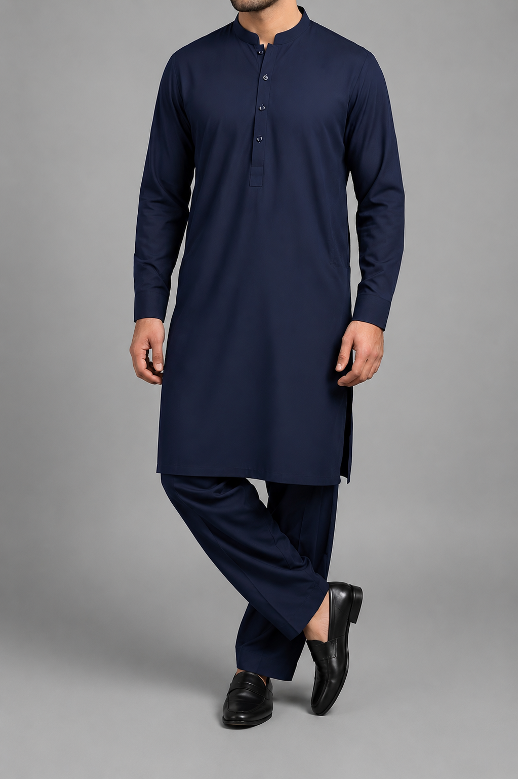 Midnight Navy Premium Blended Kurta Shalwar